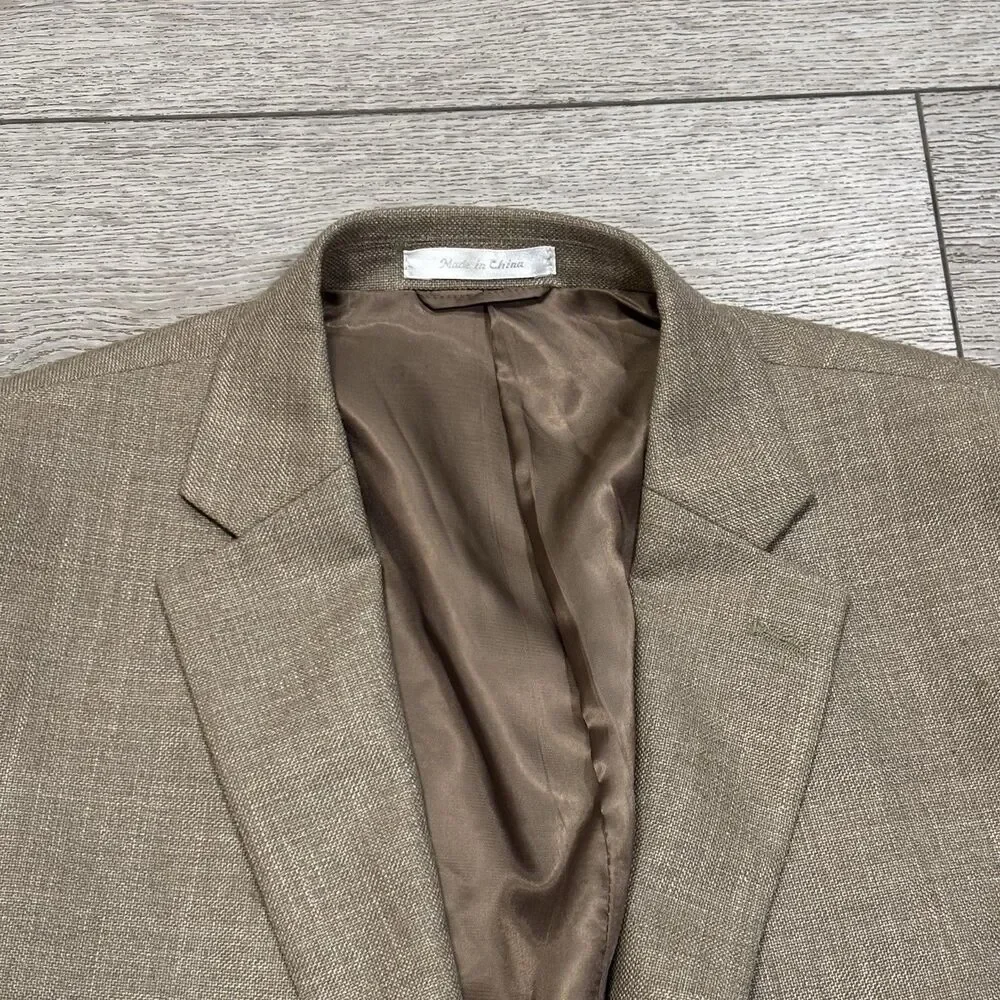 Vintage Lauren Ralph Lauren Jacket Men's 46L‎ Brown Blazer Linen Poly Blend